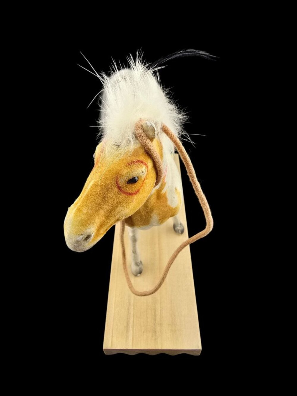 Handcrafted Native American Horse Figurine Painted Details & Feather Accents - Picture 8 of 13